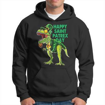 Happy Saint Patrex Day Leprechaun Dinosaur St Patricks Day Hoodie - Seseable