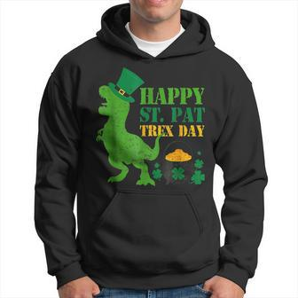Happy St Pat T Rex Day Dinosaur St Patricks Day Hoodie - Seseable