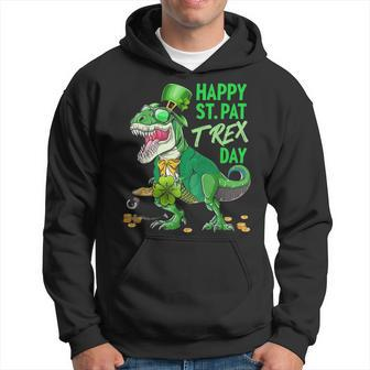 Happy St Pat T Rex Day Dinosaur St Patricks Day Shamrock Hoodie - Seseable