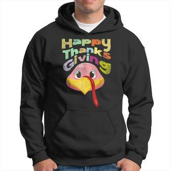 Happy Thanksgiving Turkey Cute Face Funny Thanksgiving Men Hoodie Graphic Print Hooded Sweatshirt - Thegiftio UK