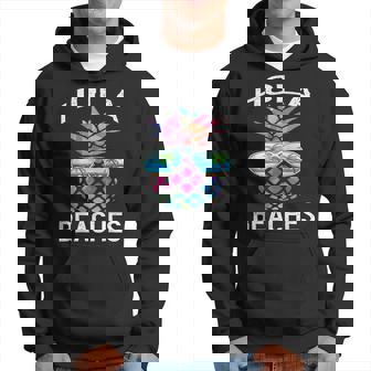 Hawaiian Funny Beach Vacation Summer Pineapple Hola Beaches Hoodie | Mazezy