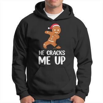 He Cracks Me Up Funny Gingerbread Christmas Couples Matching Men Hoodie Graphic Print Hooded Sweatshirt - Seseable