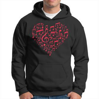 Heart Shape Musical Notes Music Lovers Valentines Day V3 Hoodie - Seseable