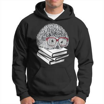 Hedgehog Love Books Glasses Lover Woman Nerd Gift Top Hoodie - Seseable