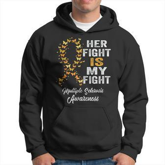 Her Fight Is My Fight Multiple Sclerosis Ms Awareness Retro Hoodie | Mazezy