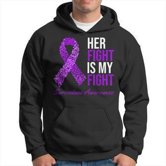 Her Fight Is My Fight Purple Ribbon Sarcoidosis Awareness Hoodie | Mazezy