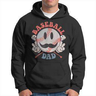 Hippie Face Softball Baseball Dad Daddy Groovy Fathers Day Hoodie - Thegiftio UK