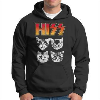 Hiss Cat Funny Cats Kittens Rock Music Cat Lover Hiss Hoodie - Seseable