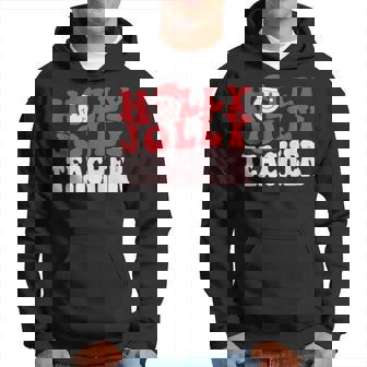 Holly And Jolly Teacher Santa Christmas Teacher Men Hoodie - Thegiftio