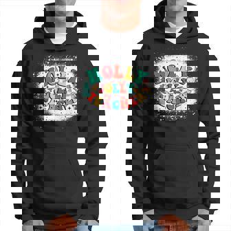 Holly N Jolly Santa Christmas Smiling Teacher 2022 Men Women Men Hoodie - Thegiftio