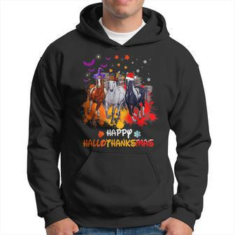 Horse Halloween And Merry Christmas Happy Hallothanksmas V4 Men Hoodie Graphic Print Hooded Sweatshirt - Thegiftio UK