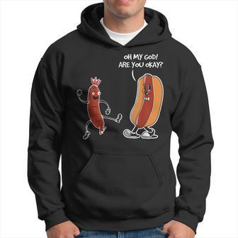 Hot Dog Comic Schwarzes Hoodie Oh My God, Are You Okay? Lustiges Design - Seseable