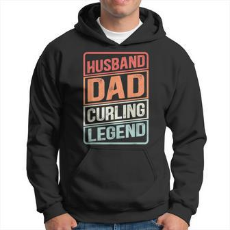 Husband Dad Curling Legend Curler Rock On Retro Curling Hoodie | Mazezy