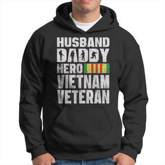 Husband Daddy Hero Vietnam Veteran T Fathers Day Gift Men Hoodie Graphic Print Hooded Sweatshirt - Seseable