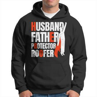 Husband Father Protector Roofer Hero Dad Fathers Day Hoodie - Thegiftio UK