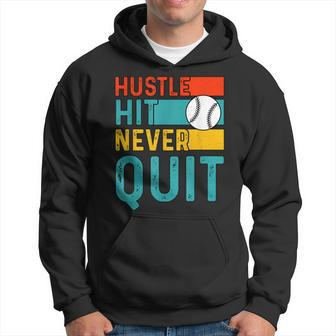 Hustle Hit Never Quit Baseball Hoodie | Mazezy