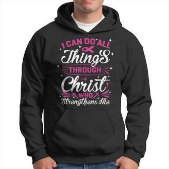 I Can Do All Things Through Christ Breast Cancer Awareness V3 Hoodie - Seseable