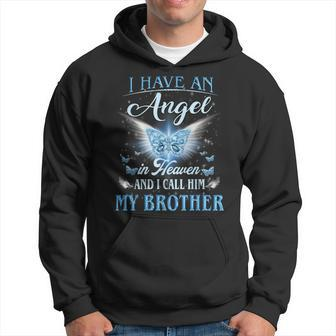 I Have An Angel In Heaven And I Call Him My Brother Men Hoodie Graphic Print Hooded Sweatshirt - Seseable