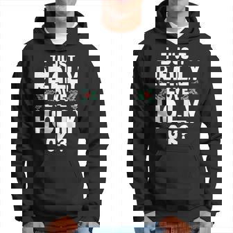 I Just Really Love Holly - Holly Leaf Men Hoodie Graphic Print Hooded Sweatshirt - Thegiftio