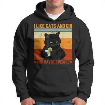 I Like Cats And Gin And Maybe 3 People Love Cat Gin Lover Hoodie - Seseable