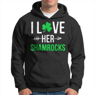 I Love Her Shamrocks St Patricks Day Couples Hoodie - Seseable
