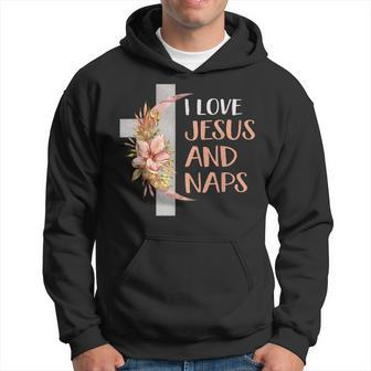 I Love Jesus And Naps Funny Christian Quote Religious Flower Men Hoodie Graphic Print Hooded Sweatshirt - Thegiftio UK
