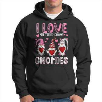 I Love My Third Grade Gnomies Women Teachers Valentines Day Men Hoodie Graphic Print Hooded Sweatshirt - Seseable