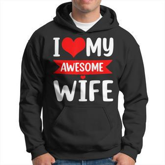 I Love My Wife Red Heart Valentines Day Matching Couple V2 Hoodie - Seseable