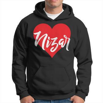 I Love Nizar First Name I Heart Named Men Hoodie Graphic Print Hooded Sweatshirt - Thegiftio UK