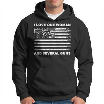 I Love One Woman & Several Guns Vintage Usa Flag Dad Grandpa Men Hoodie Graphic Print Hooded Sweatshirt - Seseable