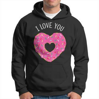 I Love You Valentines Day Donut Heart Hoodie | Mazezy