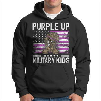 I Purple Up Month Of Military Kids Boots Us Flag Vintage Hoodie | Mazezy AU