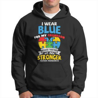 I Wear Blue For My Grandson Autism Awareness Grandparents Hoodie | Mazezy