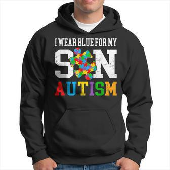 I Wear Blue For My Son Autism Awareness Day Mom Dad Parents Hoodie | Mazezy
