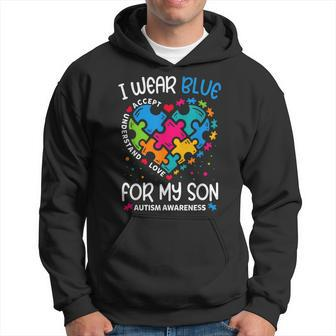 I Wear Blue For My Son Autism Awareness Month For Mom Hoodie | Mazezy