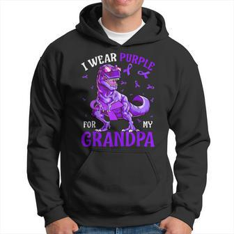 I Wear Purple For My Grandpa Pancreatic Cancer Dinosaur Hoodie | Mazezy