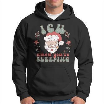 Icu When Youre Sleeping Santa Christmas Icu Nurse Men Hoodie - Thegiftio UK