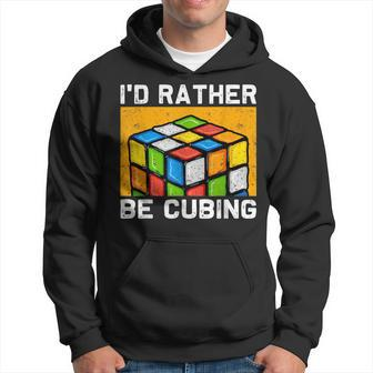 Id Rather-Be Cubing Funny Competitive Puzzle Speed Cubing Hoodie - Seseable