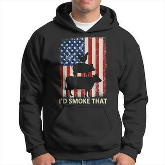 Id Smoke That American Flag Bbq Barbecue Grilling Men Hoodie - Thegiftio UK