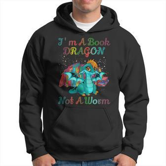 Im A Book Dragon Not A Worm Funny Dragoon Book Men Hoodie Graphic Print Hooded Sweatshirt - Seseable