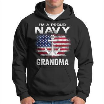 Im A Proud Navy Grandma With American Flag Gift Veteran Hoodie | Mazezy
