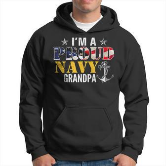 Im A Proud Navy Grandpa American Flag Military Gift Veteran Hoodie | Mazezy