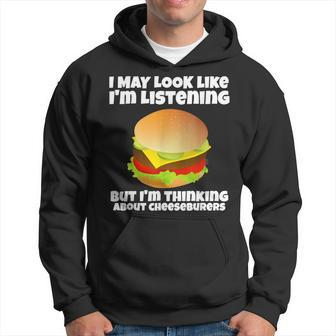 Im Not Listening Im Thinking About Cheeseburgers Funny Men Hoodie Graphic Print Hooded Sweatshirt - Seseable