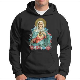 Immaculate Heart Of Mary Our Blessed Mother Catholic Vintage T Hoodie | Mazezy