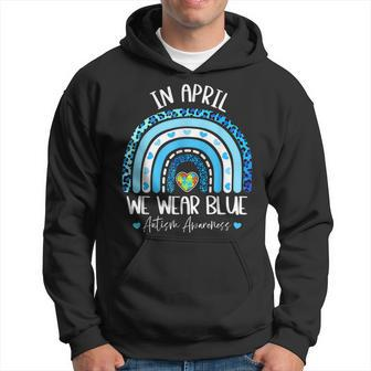 In April We Wear Blues Autism Awareness Month Puzzle Rainbow Hoodie | Mazezy
