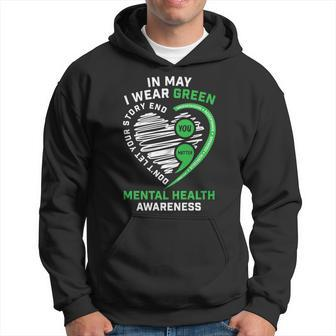 In May We Wear Green Semicolon Mental Health Awareness Month Hoodie | Mazezy
