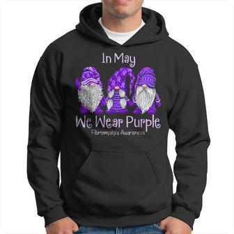 In May We Wear Purple For Fibromyalgia Awareness Gnome Hoodie | Mazezy