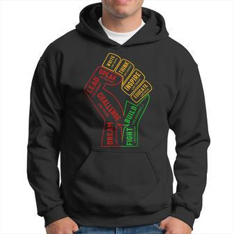Inspiring Black Leaders Power Fist Hand Black History Month Men Hoodie Graphic Print Hooded Sweatshirt - Seseable