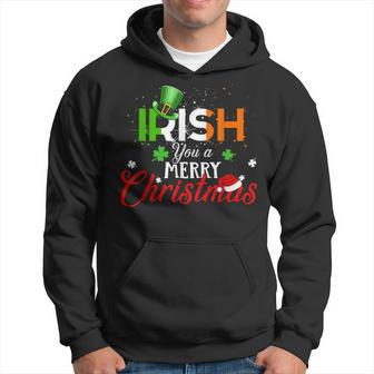 Irish You A Merry Christmas Funny Ireland Flag Xmas Holidays Men Hoodie Graphic Print Hooded Sweatshirt - Thegiftio UK