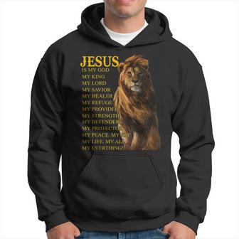 Jesus Is My God King My Lord My Savior Healer Christian Lion Hoodie - Seseable